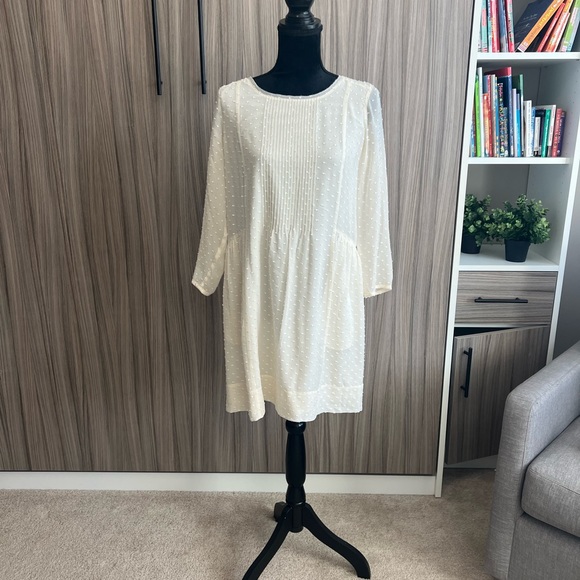Madewell Etude Long Sleeve Silk Swiss Dot Dress Cream XS - Picture 4 of 9